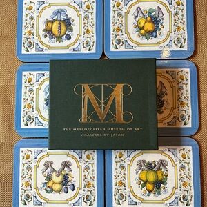 Metropolitan Museum of Art Blue and Yellow Swiss Tile Coasters Set New Zealand